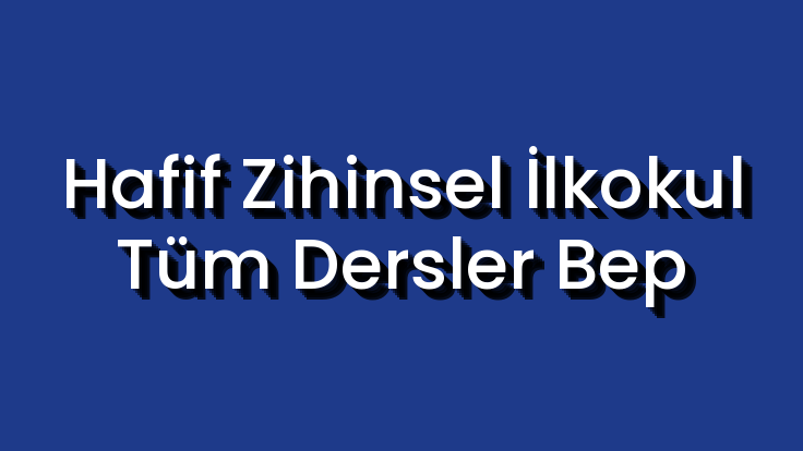 Hafif Zihinsel İlkokul Tüm Dersler Bep