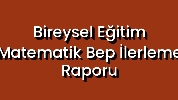 Bireysel Eğitim Matematik Bep İlerleme Raporu