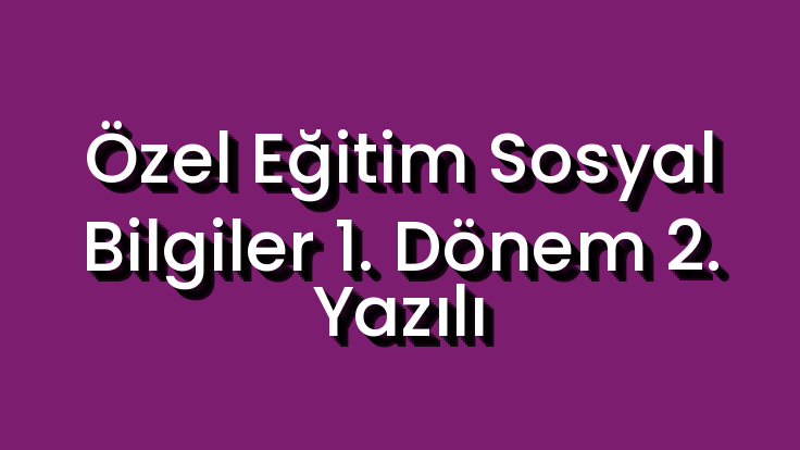 Özel Eğitim Sosyal Bilgiler 1. Dönem 2. Yazılı